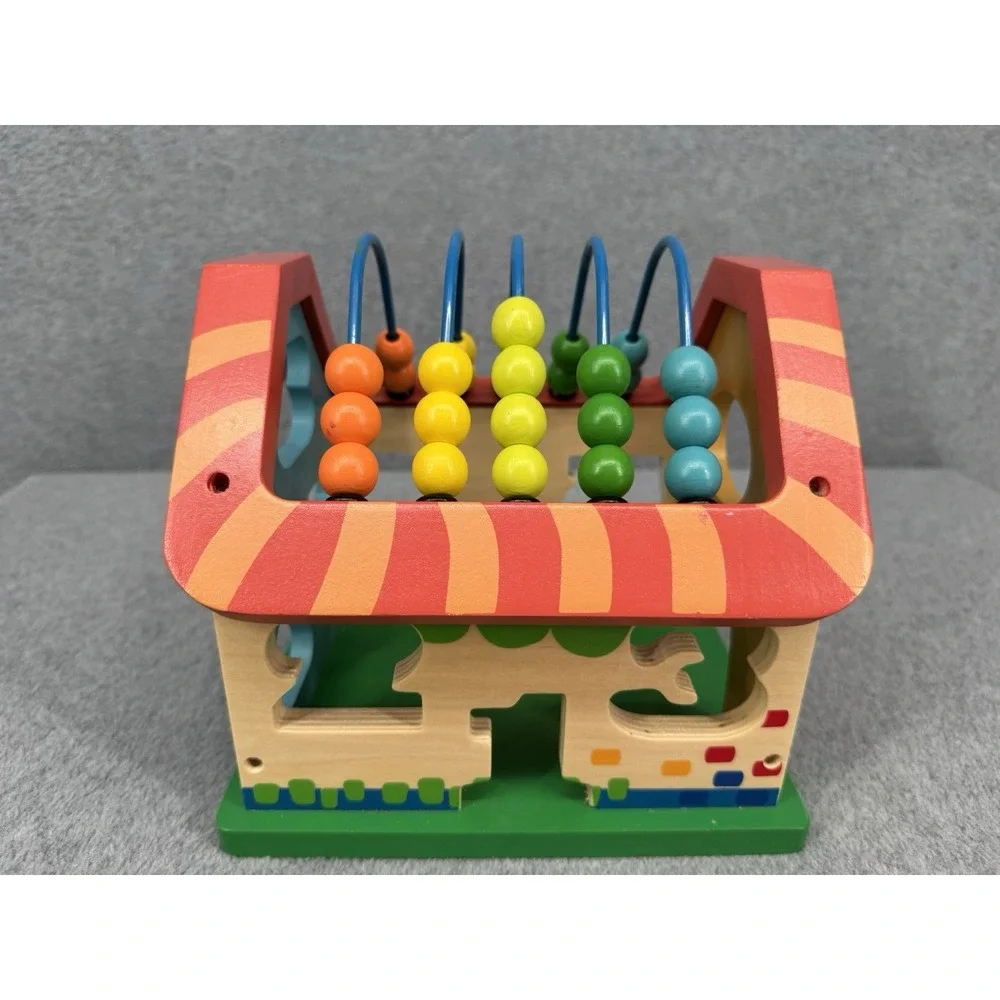 Wooden Shape Sorter House Bead Maze Activity Cube Numbers‎ ABC Blocks